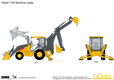 400x283 Hitachi Backhoe Loader Vector Drawing