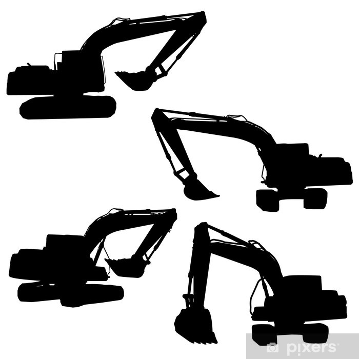 700x700 Backhoe Silhouette Vector Wall Mural