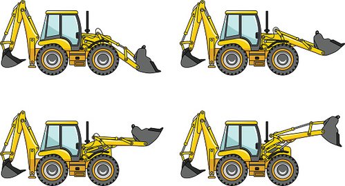 499x270 Backhoe Heavy Construction Vector Illustration Premium Clipart