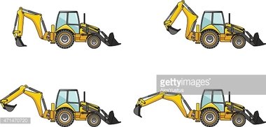 380x182 Backhoe Heavy Construction Vector Illustration Stock Vectors