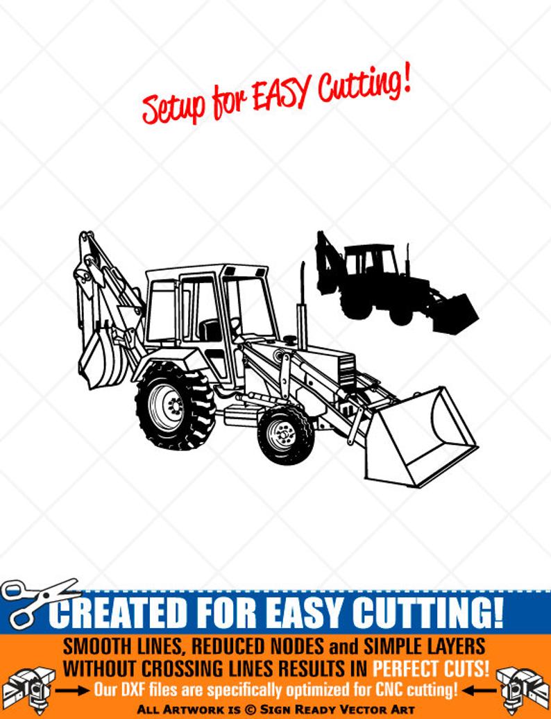 794x1036 Backhoe Loader Clipart Vector Clip Art Graphics Digital Etsy