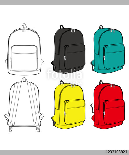 417x500 Backpack Vector Illustration Flat Sketches Template Stock Image