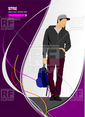292x400 Student In Street Style Clothes With Backpack Vector Image