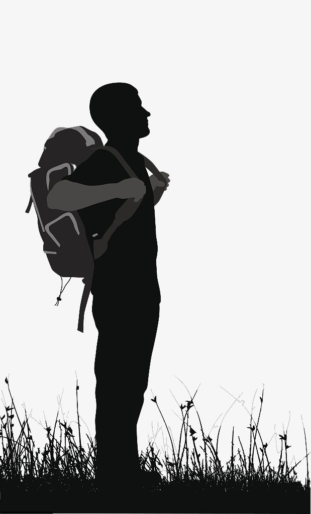 619x1024 Vector Backpackers With Backpacks And Silhouettes, Knapsack