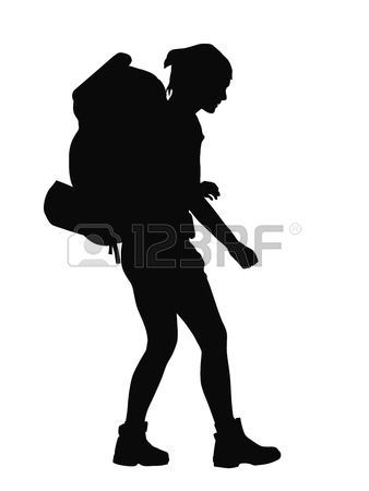 338x450 Backpacker Girl With Backpack Vector Silhouette