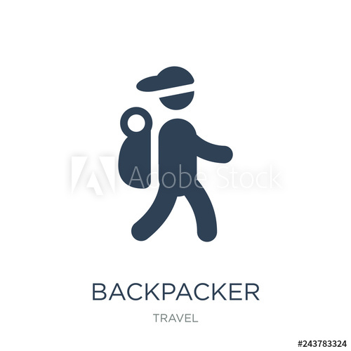 500x500 Backpacker Icon Vector On White Background, Backpacker Trendy