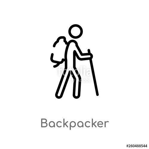 500x500 Outline Backpacker Vector Icon Isolated Black Simple Line Element