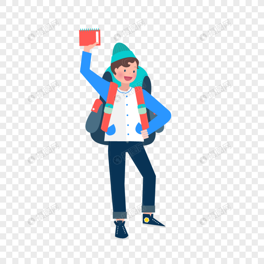860x860 Backpacker Hiking Tourism Vector Character Material Png