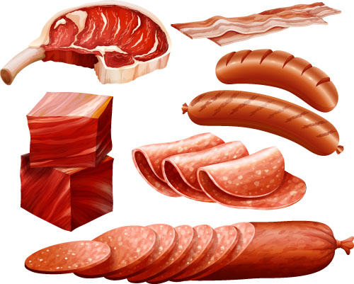 Meats With Bacon And Sausages Vector Free Download 500x401 Meats With Bacon And Sausages Vector Free Download