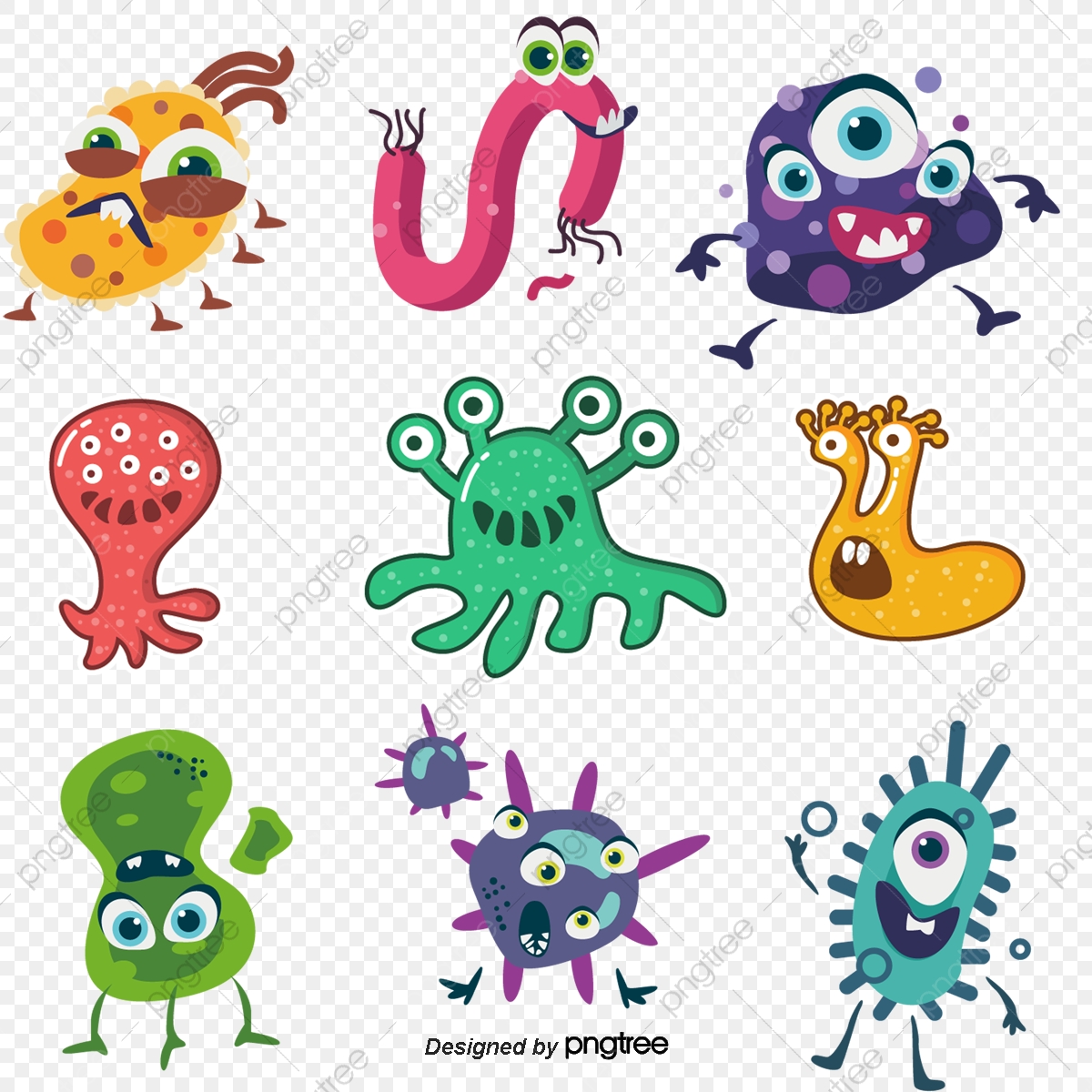 1200x1200 Cute Cartoon Bacteria, Cartoon Bacteria, Vector Material, Art Png