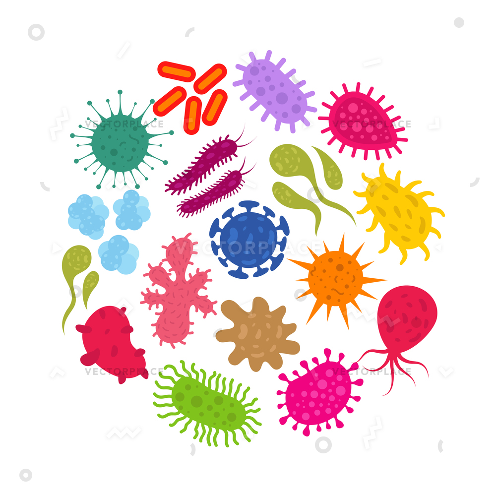 1000x1000 Microorganism Primitive Infection Virus Bacteria Germs Vector