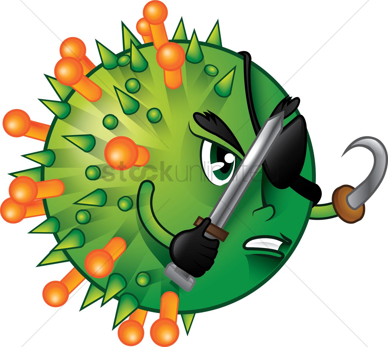 1300x1164 Pirate Bacteria Vector Image