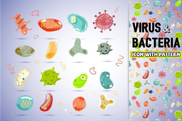 600x400 Set Of Virus And Bacteria