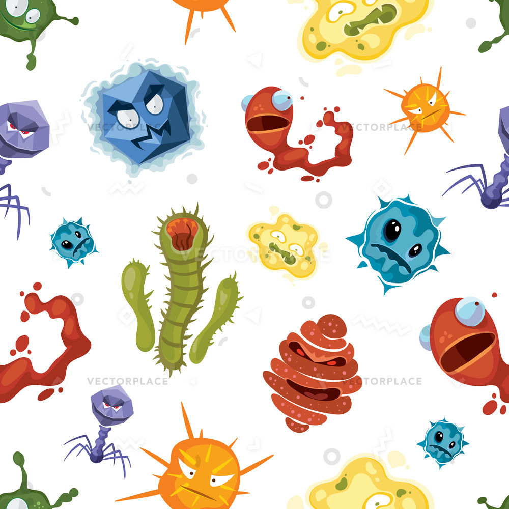 1000x1000 Virus Bacteria Seamless Pattern Microorganism Strange Vector