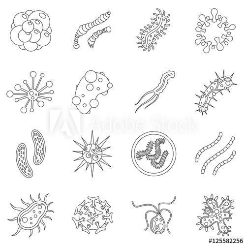 500x500 Virus Bacteria Icons Set Outline Illustration Of Virus