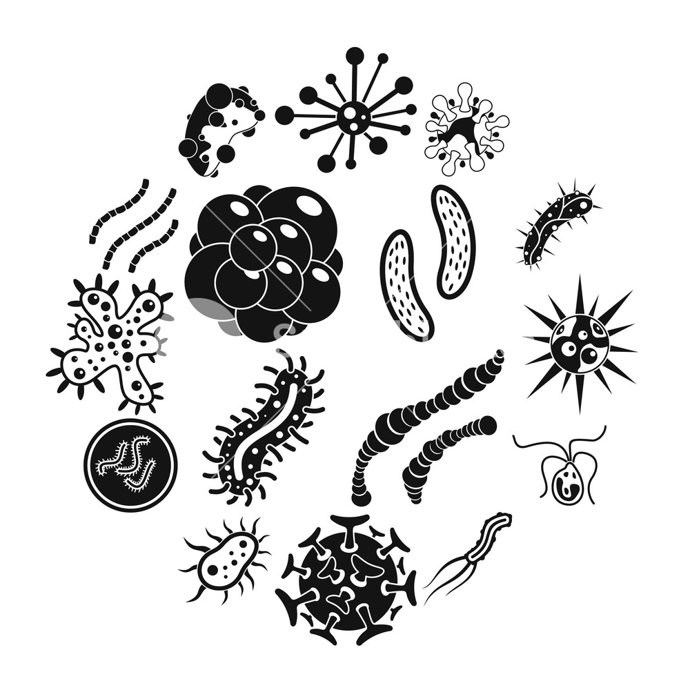 1000x1000 Virus Bacteria Icons Set Simple Illustration Of Virus Bacteria