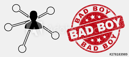 500x222 Vector Stroke User Links Icon And Bad Boy Seal St Blue Round