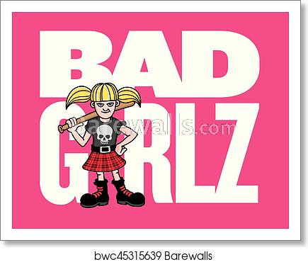 435x370 Bad Girl Vector Illustration, Art Print Barewalls Posters