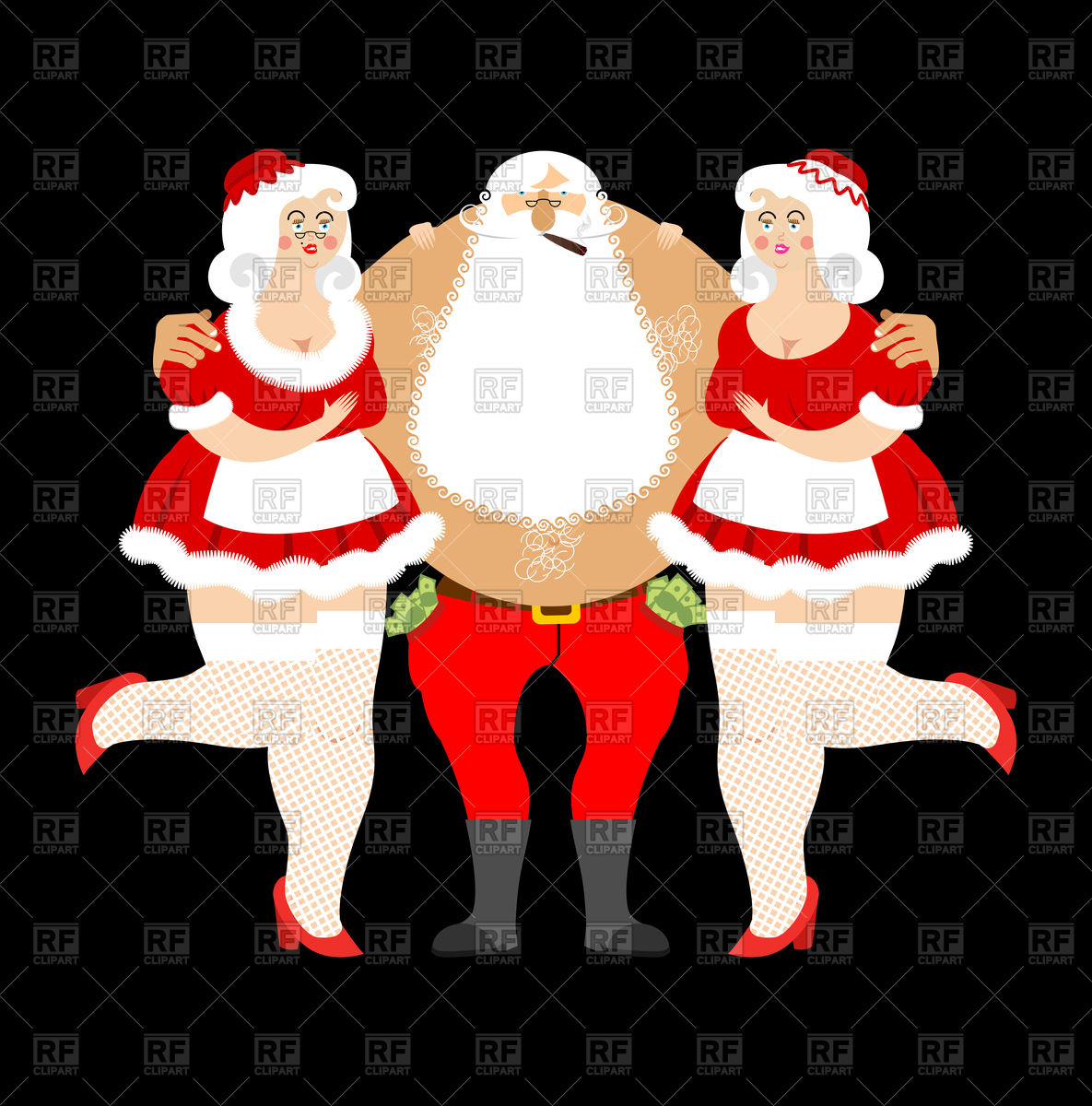 1185x1200 Bad Santa Claus And Sexy Girls Vector Image Of People Popaukropa