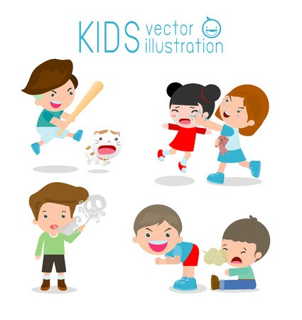 425x450 Bad Kids Behavior, Bad Boy, Bad Girl, The Evil Of Child On White