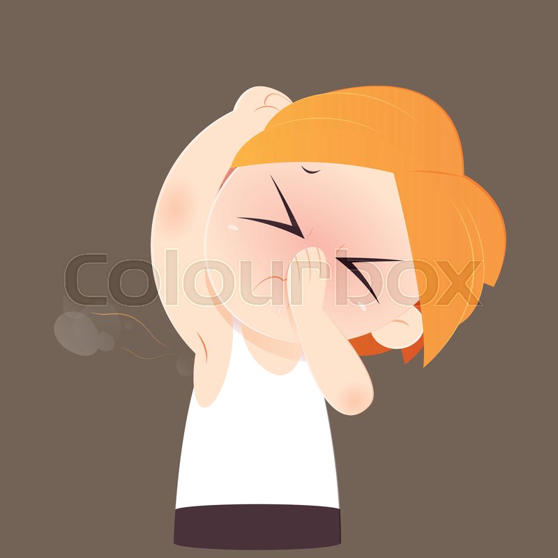800x800 Cartoon Man Sniffing And Smelling His Stock Vector Colourbox