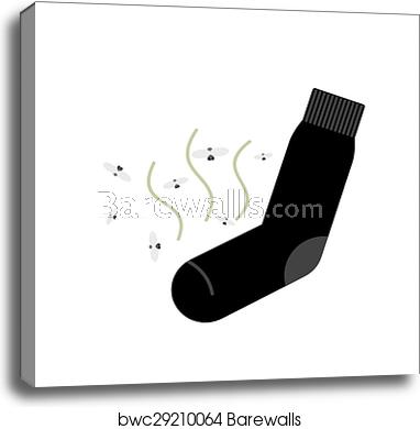 382x390 Dirty Smelly Sock With A Bad Smell And Flies Vector Illustration