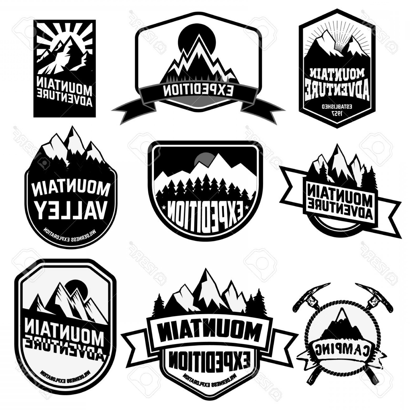 1560x1560 Photostock Vector Set Of Vintage Style Mountains Expedition Labels