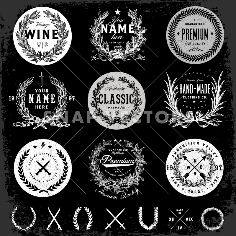 800x799 Vector Black Badge Logo Template Set
