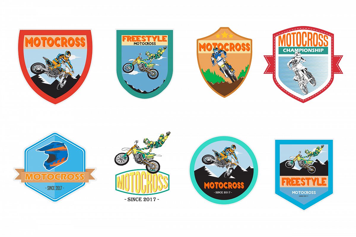 1200x800 Set Of Motocross Badge Logo Vector