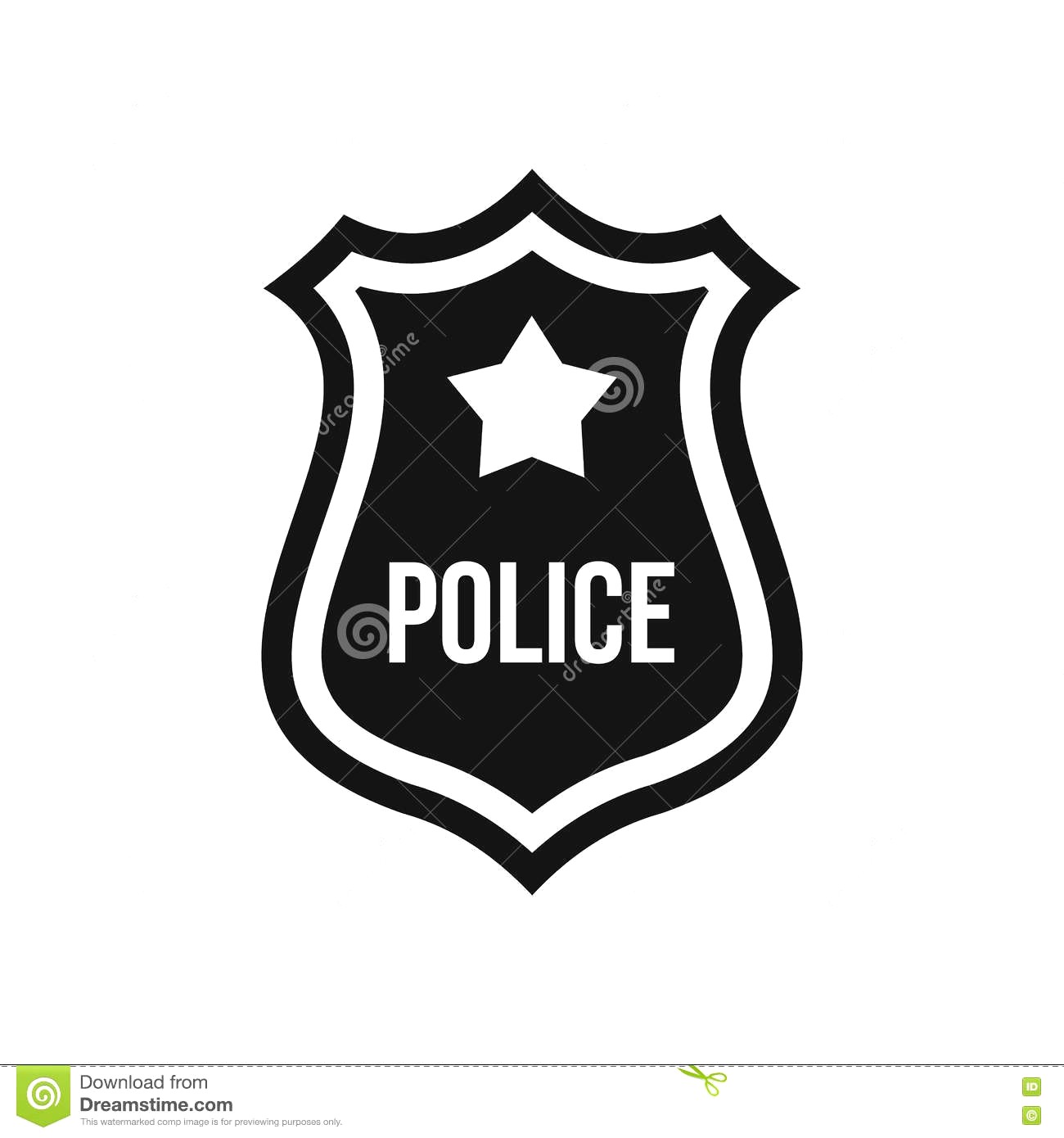 1300x1390 New Police Badge Outline Icon Simple Style Stock Vector