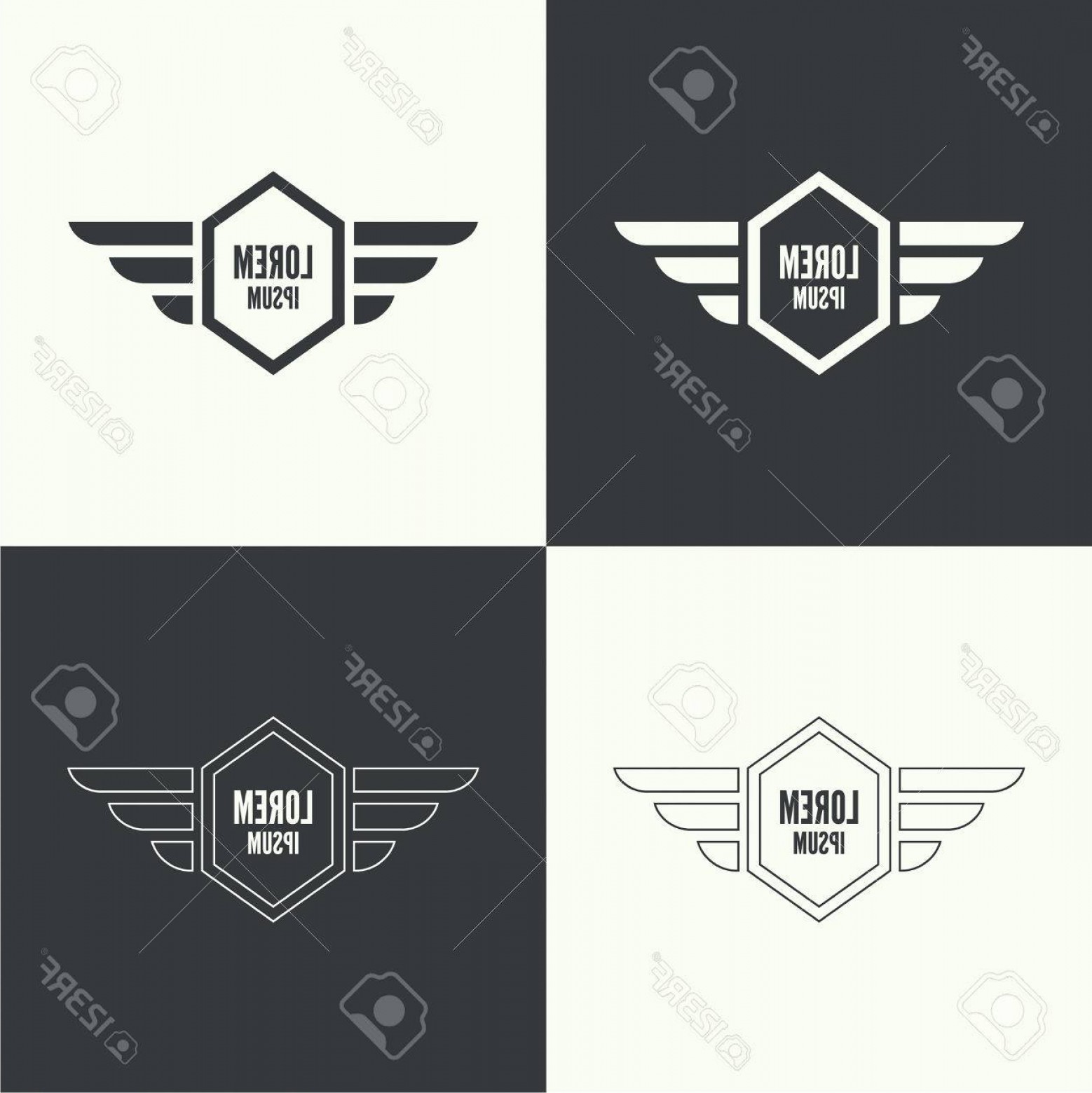 1558x1560 Photostock Vector Badge And Shield With Wings Symbol Of Military