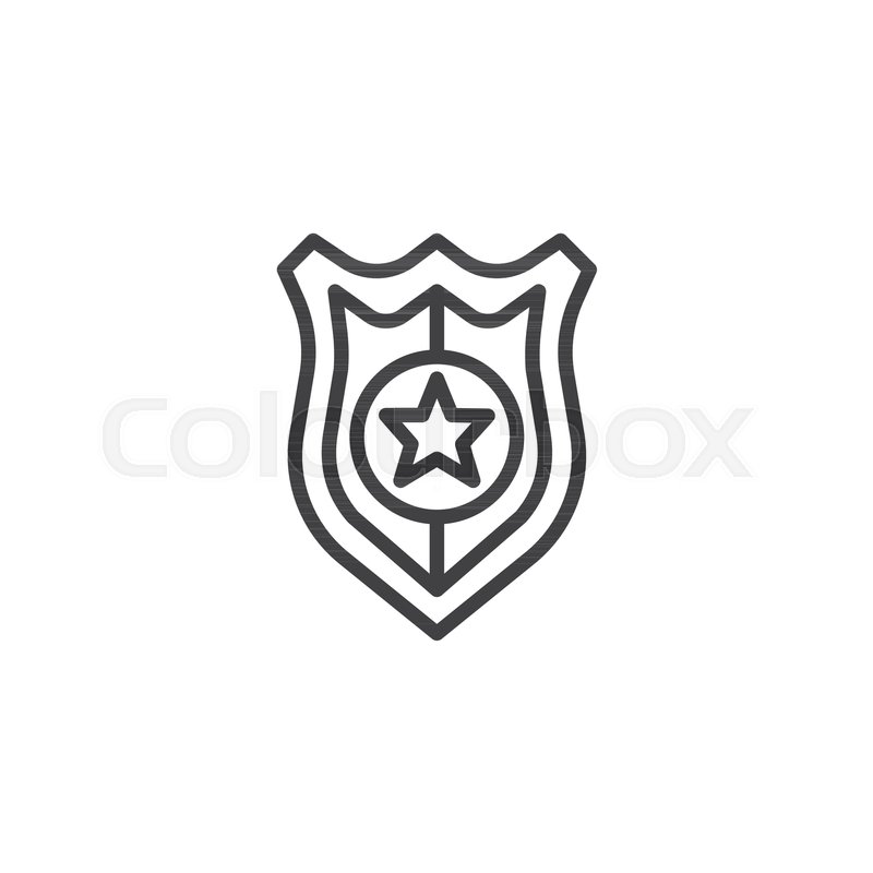 800x800 Police Badge Line Icon, Outline Vector Stock Vector Colourbox