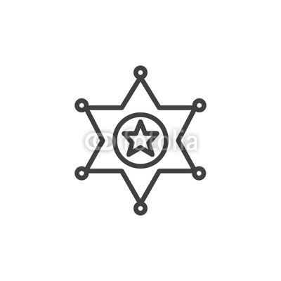 400x400 Sheriff's Badge Line Icon, Outline Vector Sign, Linear Style