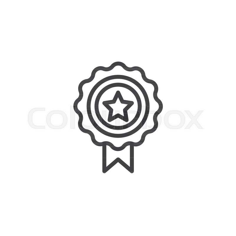 800x800 Award Star Badge Line Icon, Outline Stock Vector Colourbox