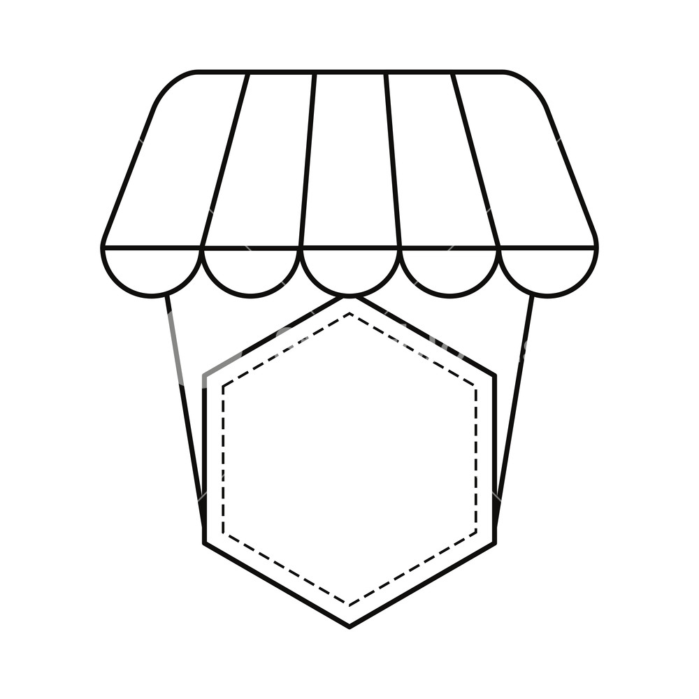 1000x1000 Online Shopping Badge Market Blank Vector Illustration Outline