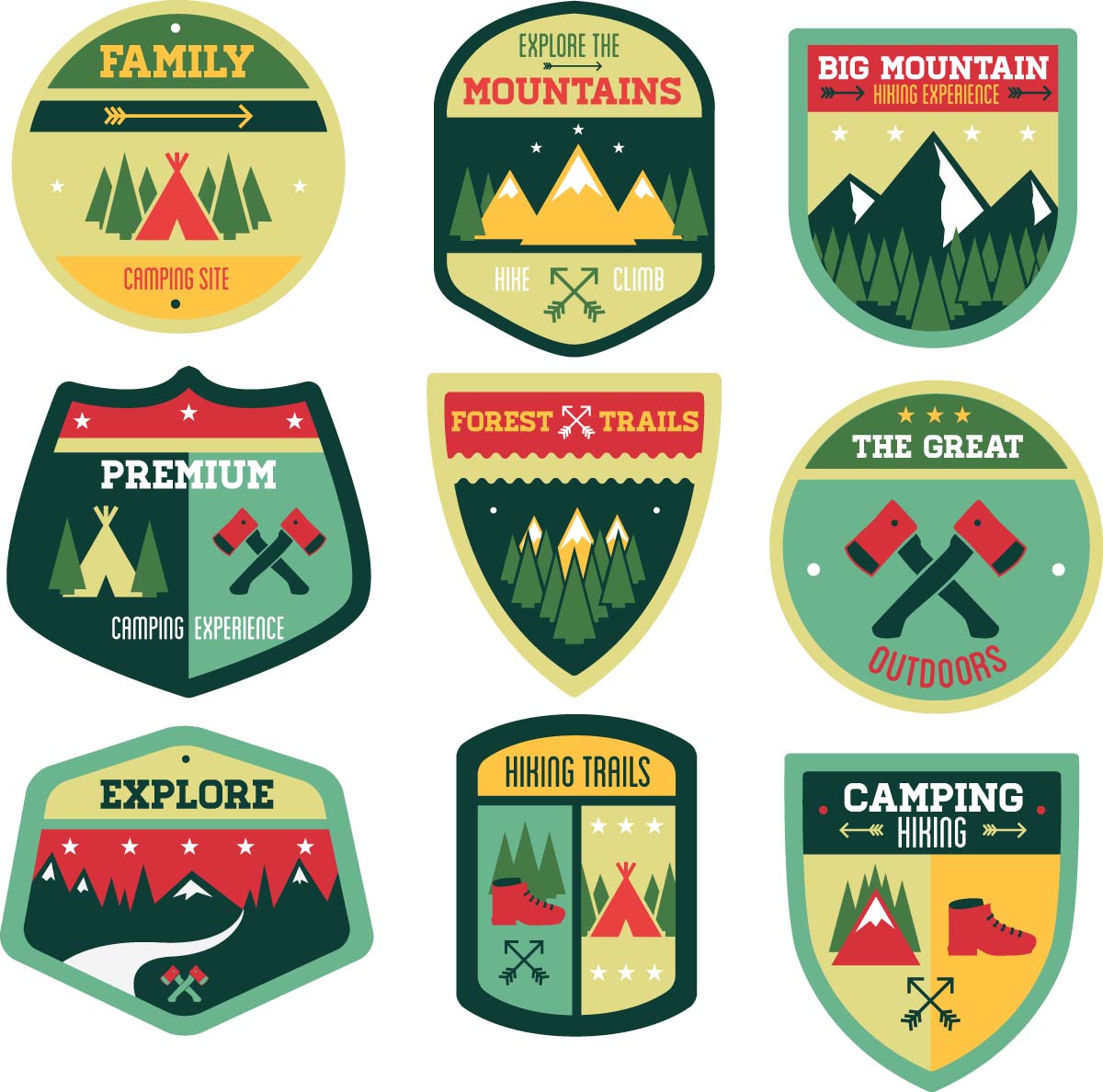 1200x1188 Vintage Camp Vector Badges Set Free Download