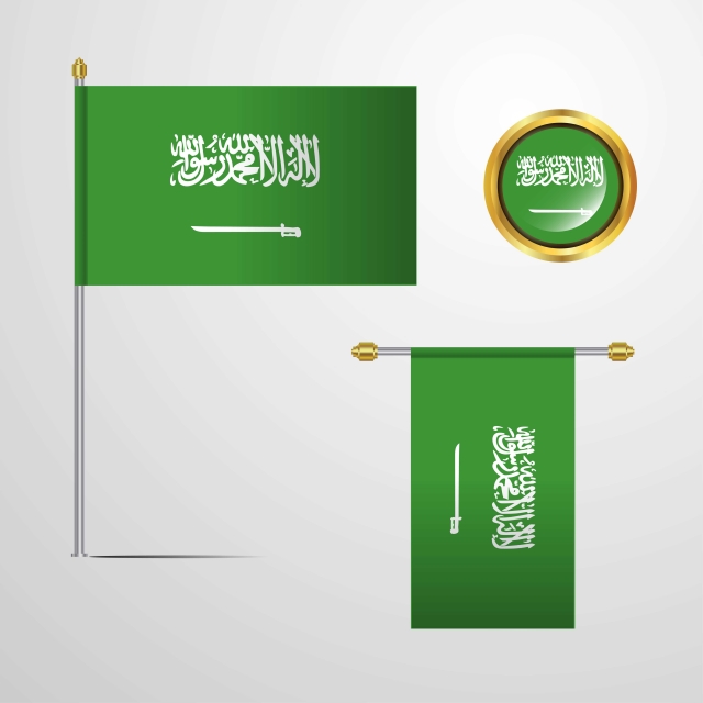 640x640 Saudi Arabia Waving Flag Design With Badge Vector Saudi National