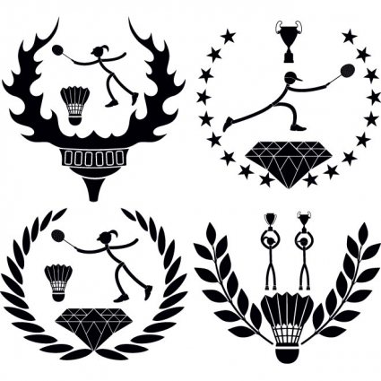 425x425 Free Vector Different Style Badminton Logo Design Free Vectors