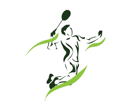 450x360 Modern Passionate Badminton Player In Action Logo