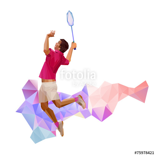 500x500 Geometric Polygonal Professional Badminton Player Stock Image