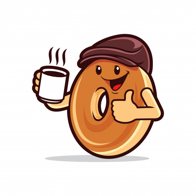 626x626 Bagel Boy Drinking Coffee Vector Premium Download