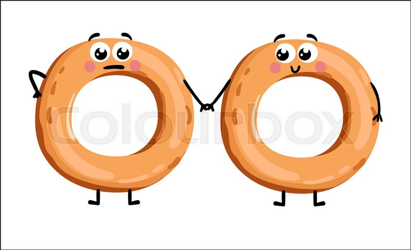 800x486 Cute Bagel Cartoon Character Isolated Stock Vector Colourbox