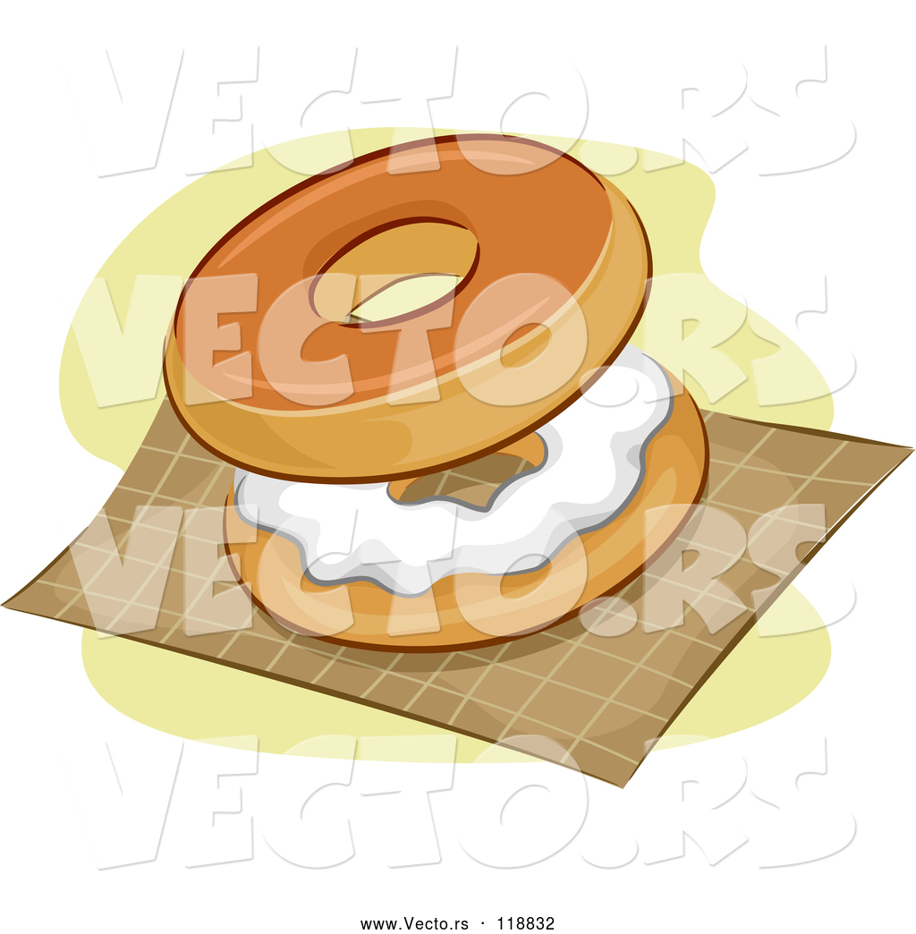 1024x1044 Vector Of Cartoon Bagel And Cream Cheese On A Napkin
