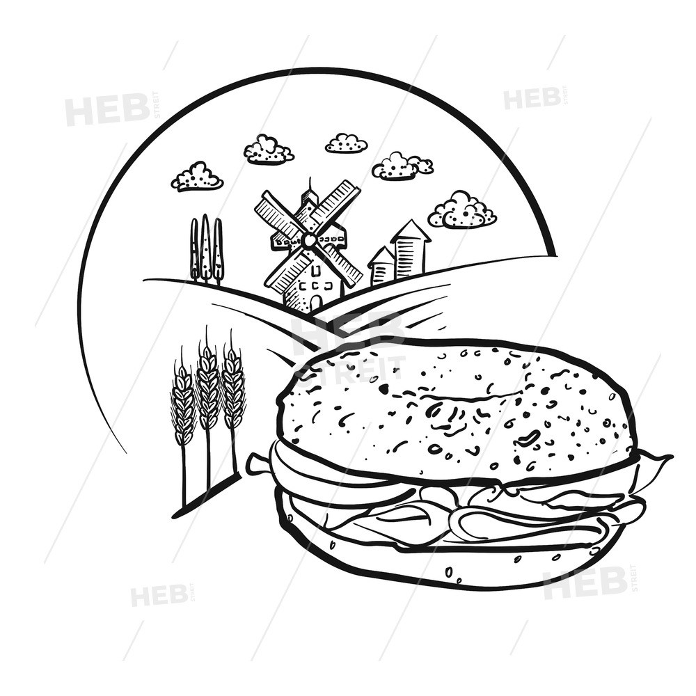 1000x1000 Bagel And Farm Logo Sketch Vector Label Sign Hebstreit