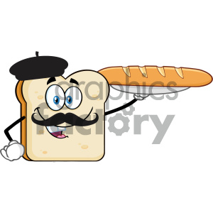 300x300 Bread Slice Cartoon Character With Baret And Mustache Presenting