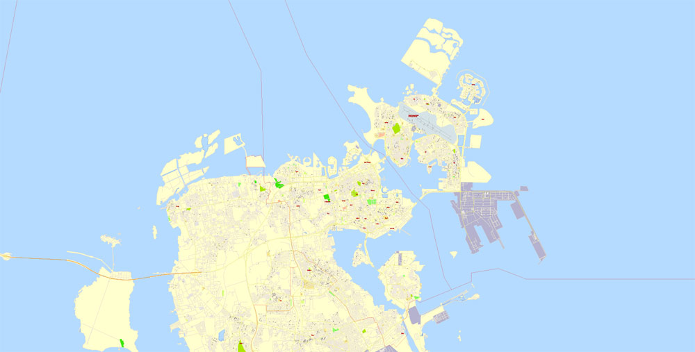 1000x507 City Map Bahrain Vector Urban Plan Adobe Illustrator Editable