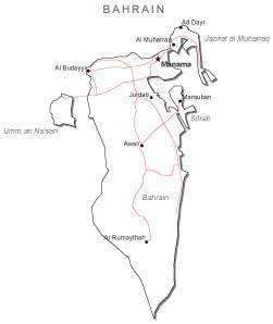 251x298 Bahrain Black White Road Map In Adobe Illustrator Vector Format