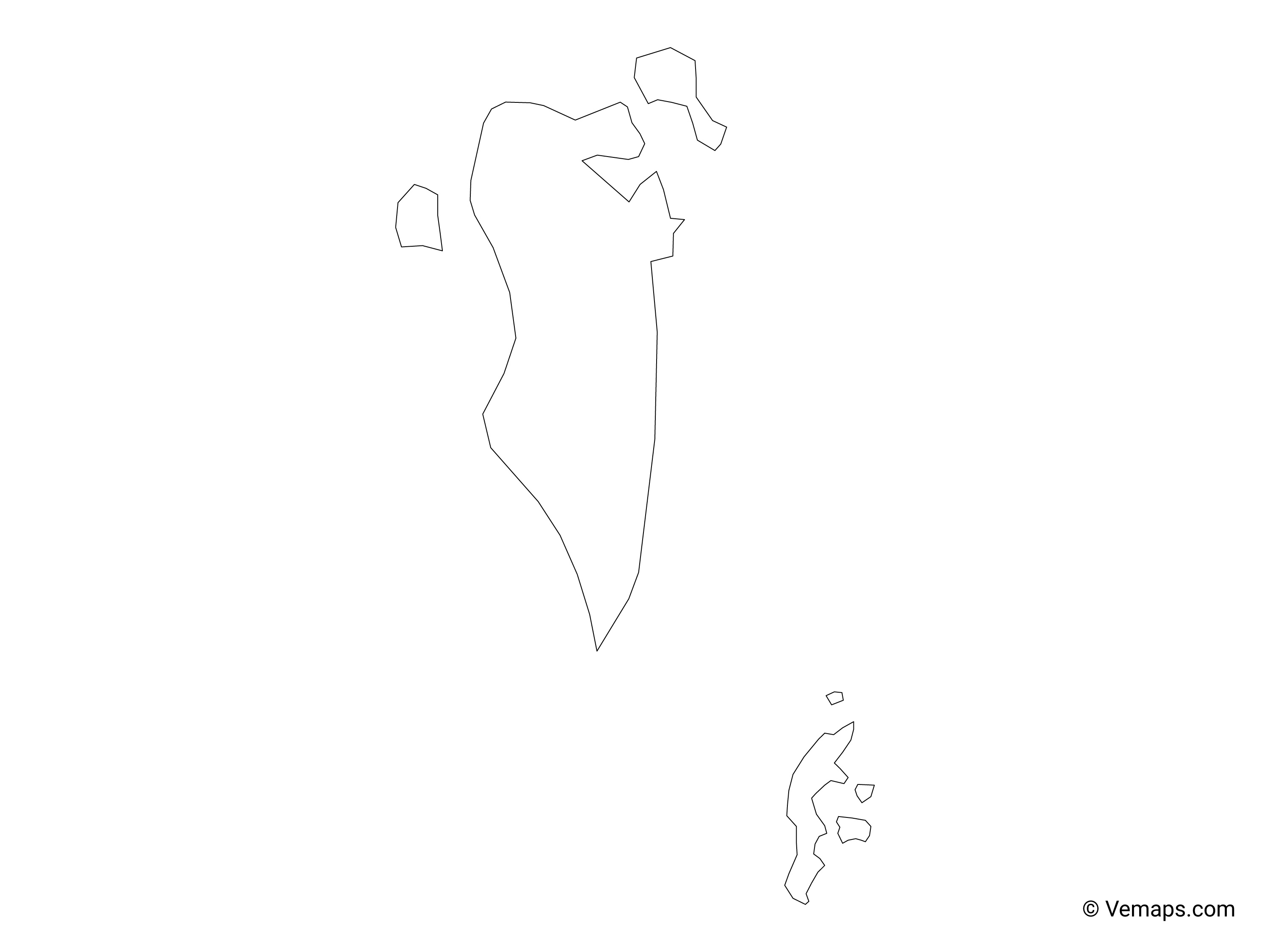 3000x2250 Outline Map Of Bahrain Free Vector Maps