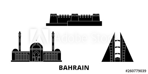 Bahrain Flat Travel Skyline Set Bahrain Black City Vector 500x250 Bahrain Flat Travel Skyline Set Bahrain Black City Vector