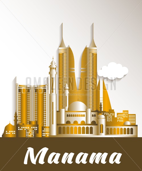 499x600 Vector Manama Bahrain Famous Buildings
